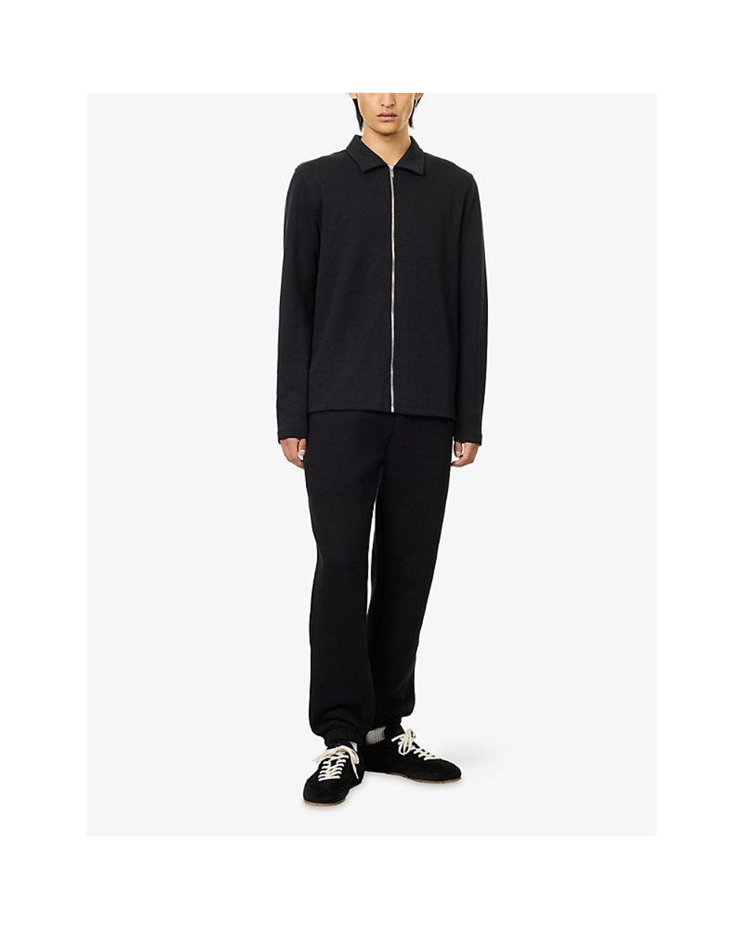 Arne Black Drawstring Relaxed-Fit Cotton-Blend Jogging Bottoms for men