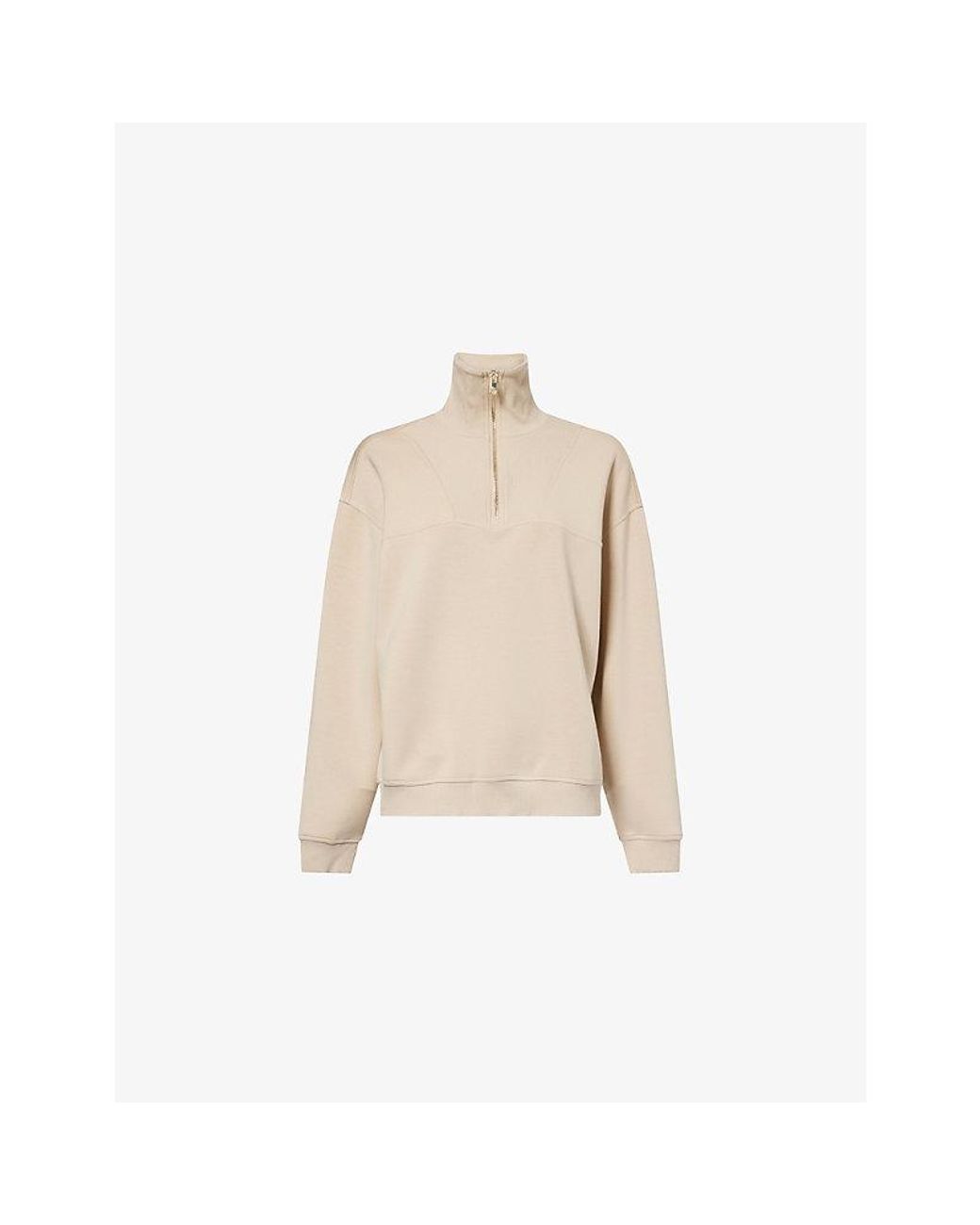 Now You Live Natural Rutland High-Neck Stretch-Woven Sweatshirt