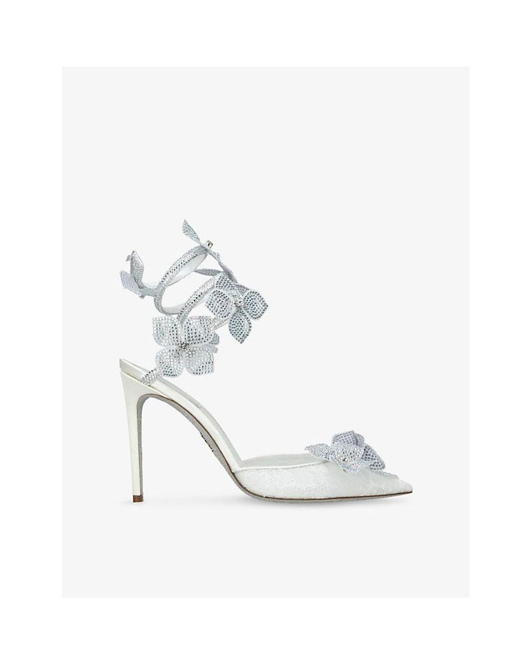 Rene Caovilla White Floriane 105 Embellished Heeled Sandals