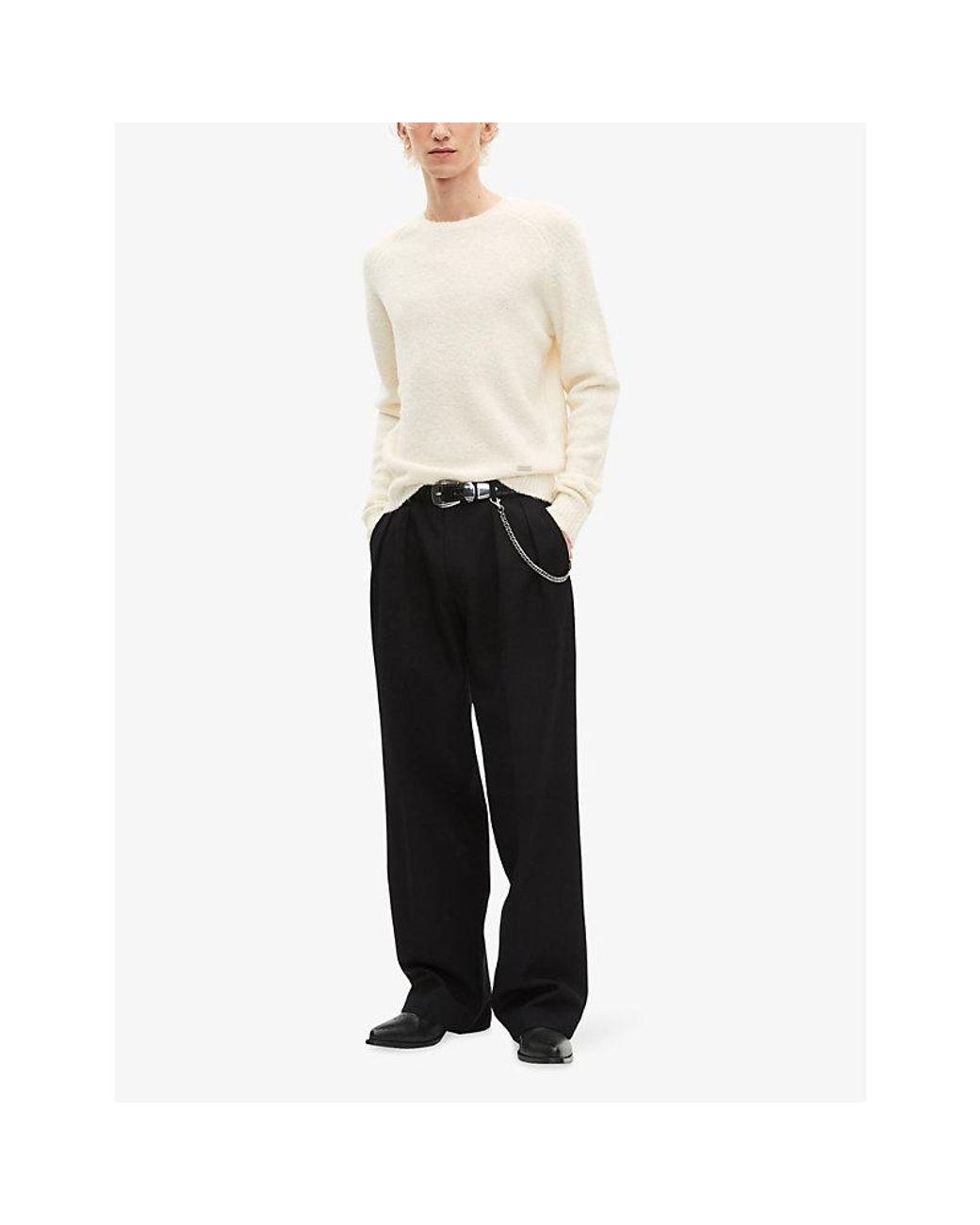The Kooples White Round-Neck Long-Sleeve Wool Jumper for men