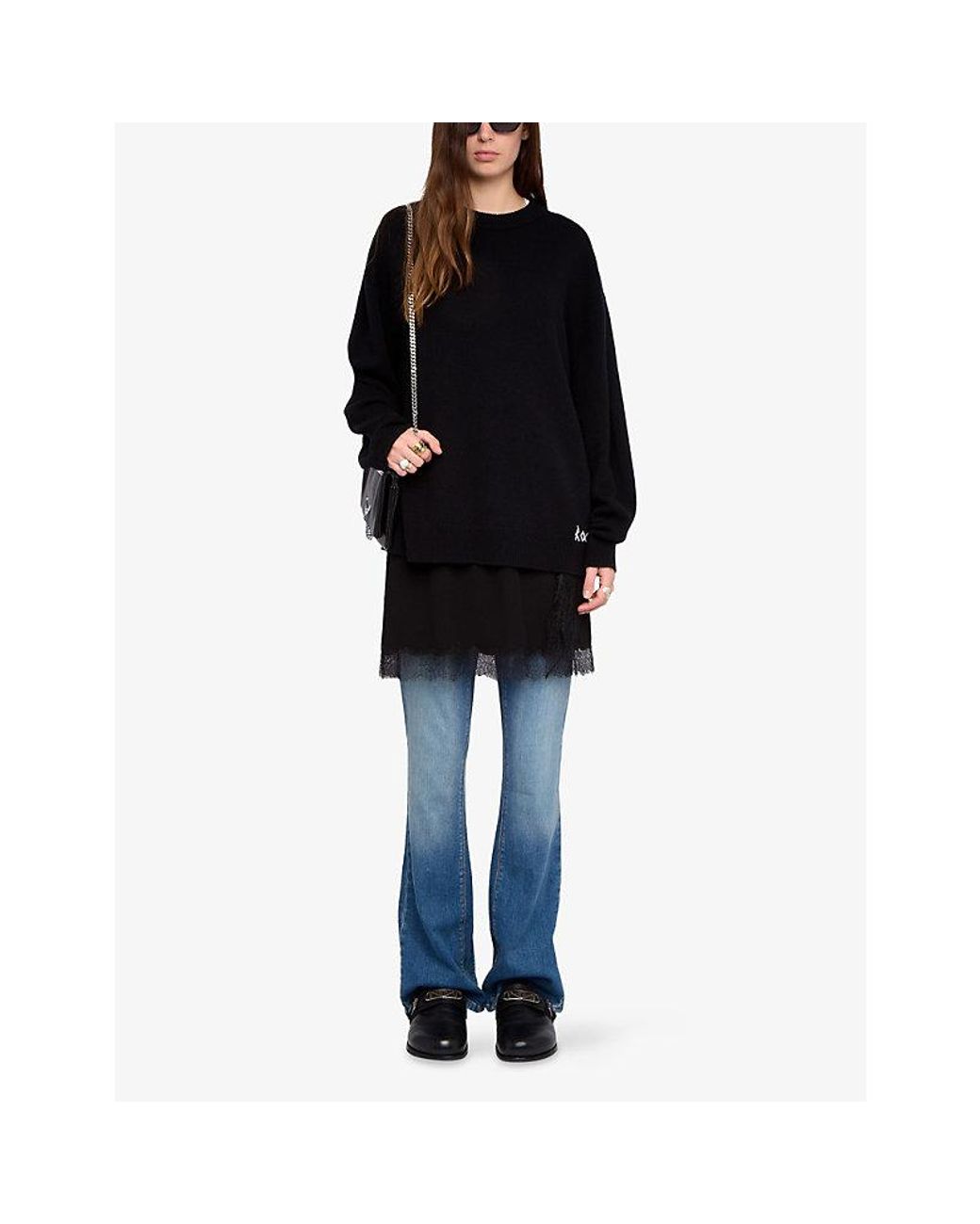 Zadig & Voltaire Black Swyna Merino-Wool And Cashmere Jumper