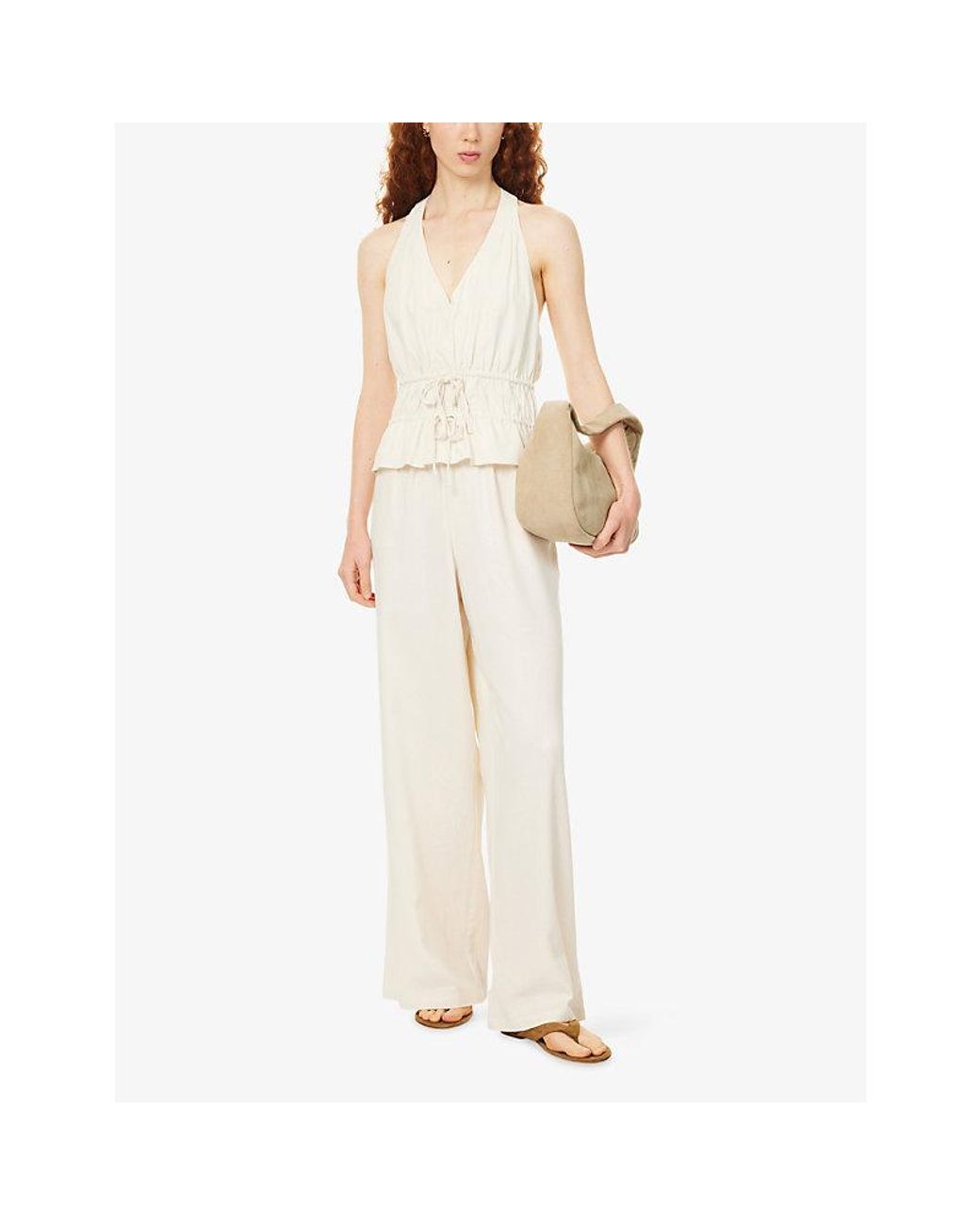 PAIGE White Alysha Halter-Neck Silk-Blend Top