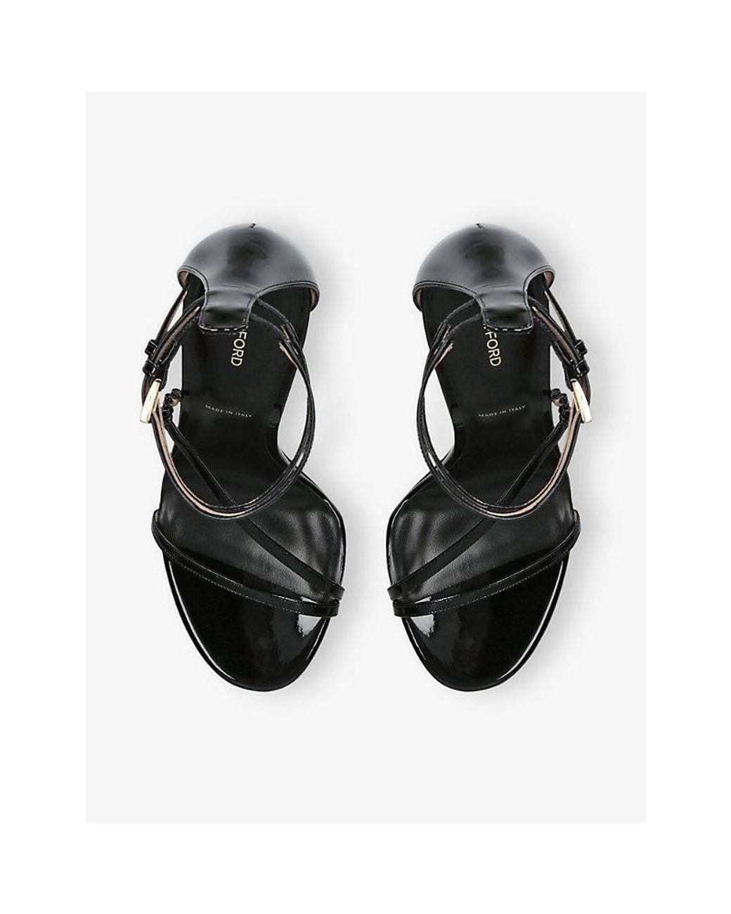 Tom Ford White Double-Ankle Strap Patent Leather Heeled Sandals