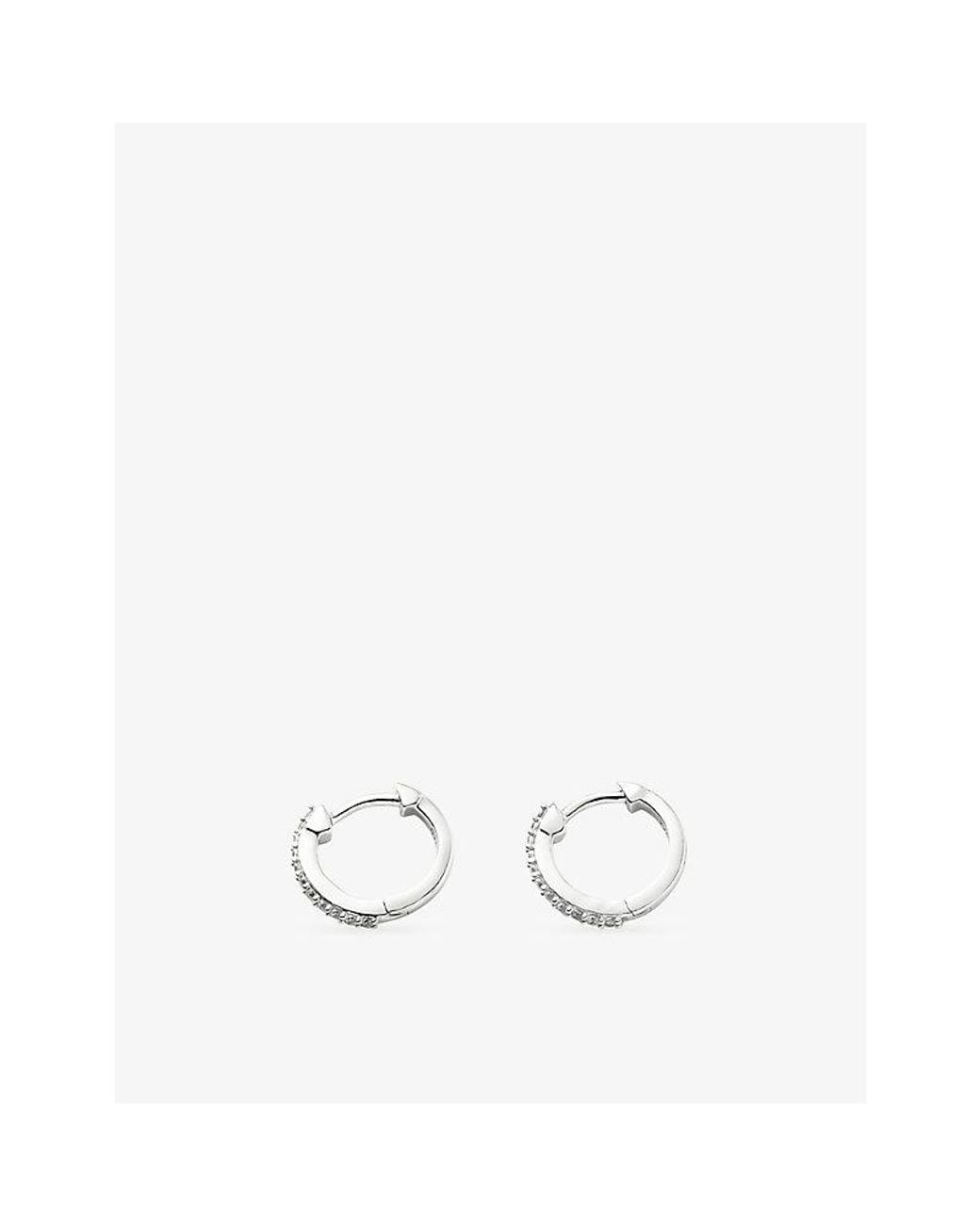 Missoma White Classic Pave Huggies 925 Sterling Hoop Earrings