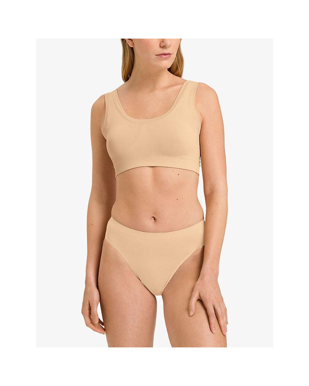 Hanro White Touch Feeling Padded Crop Stretch-Woven Top