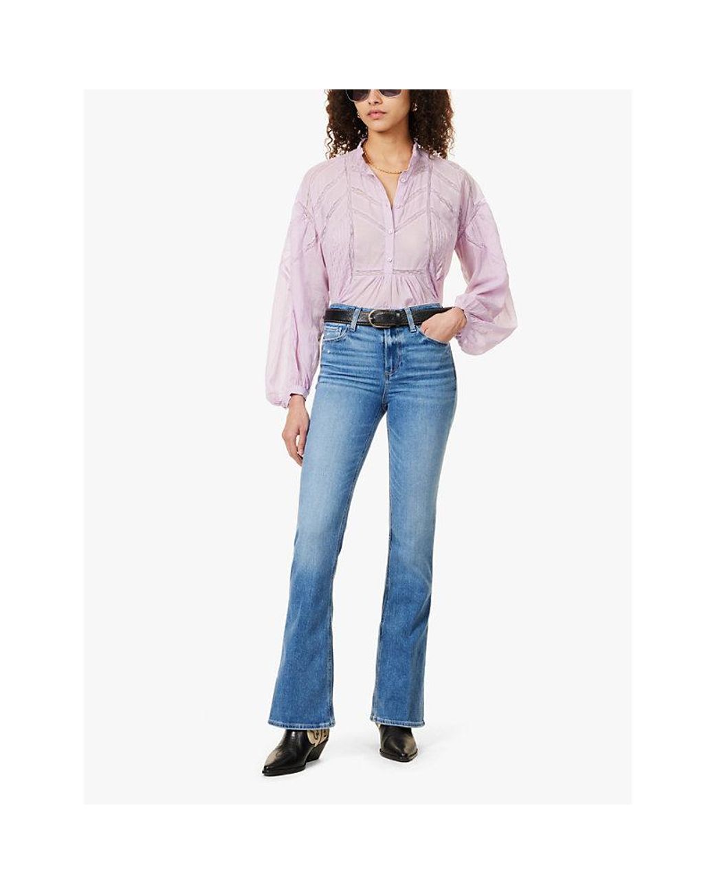 PAIGE Blue Laurel Canyon High-Rise Bootcut Denim Jeans