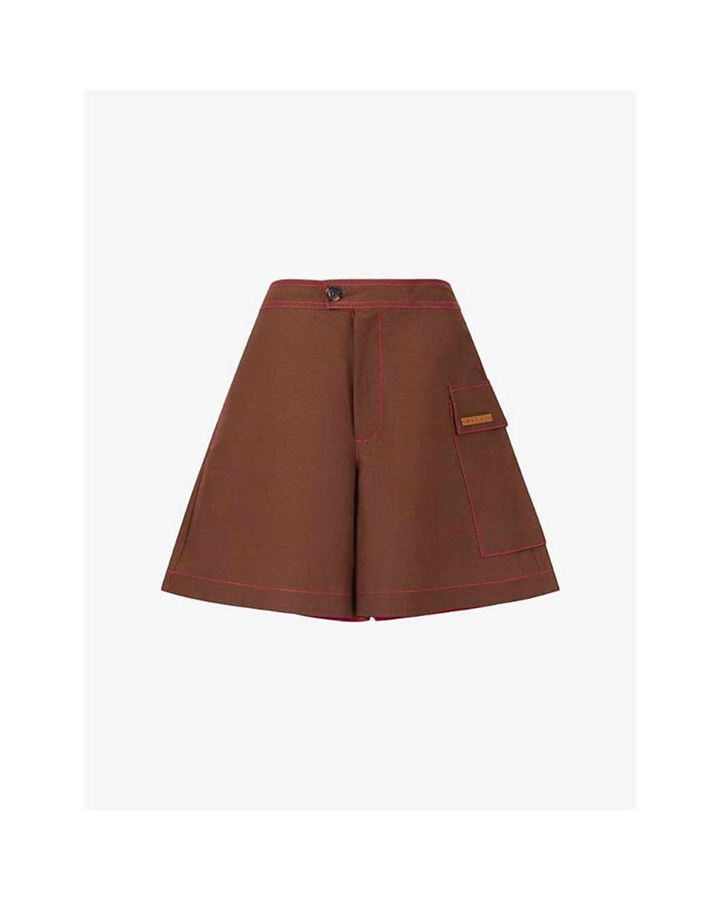 Marni Brown Flared Ramie-Blend Woven Shorts