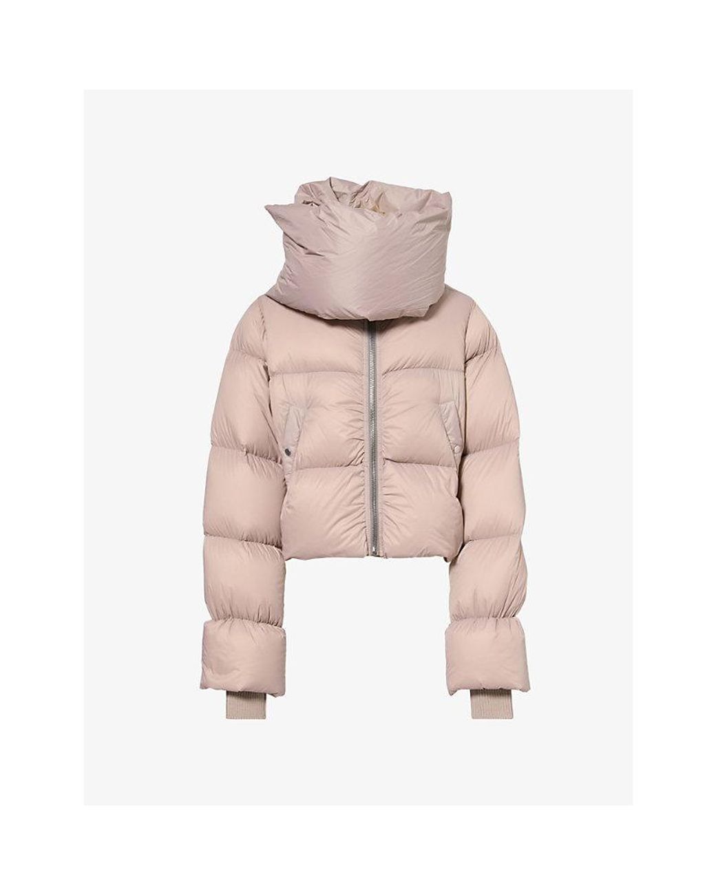 Rick Owens Pink Funnel-Neck Nylon-Down Jacket