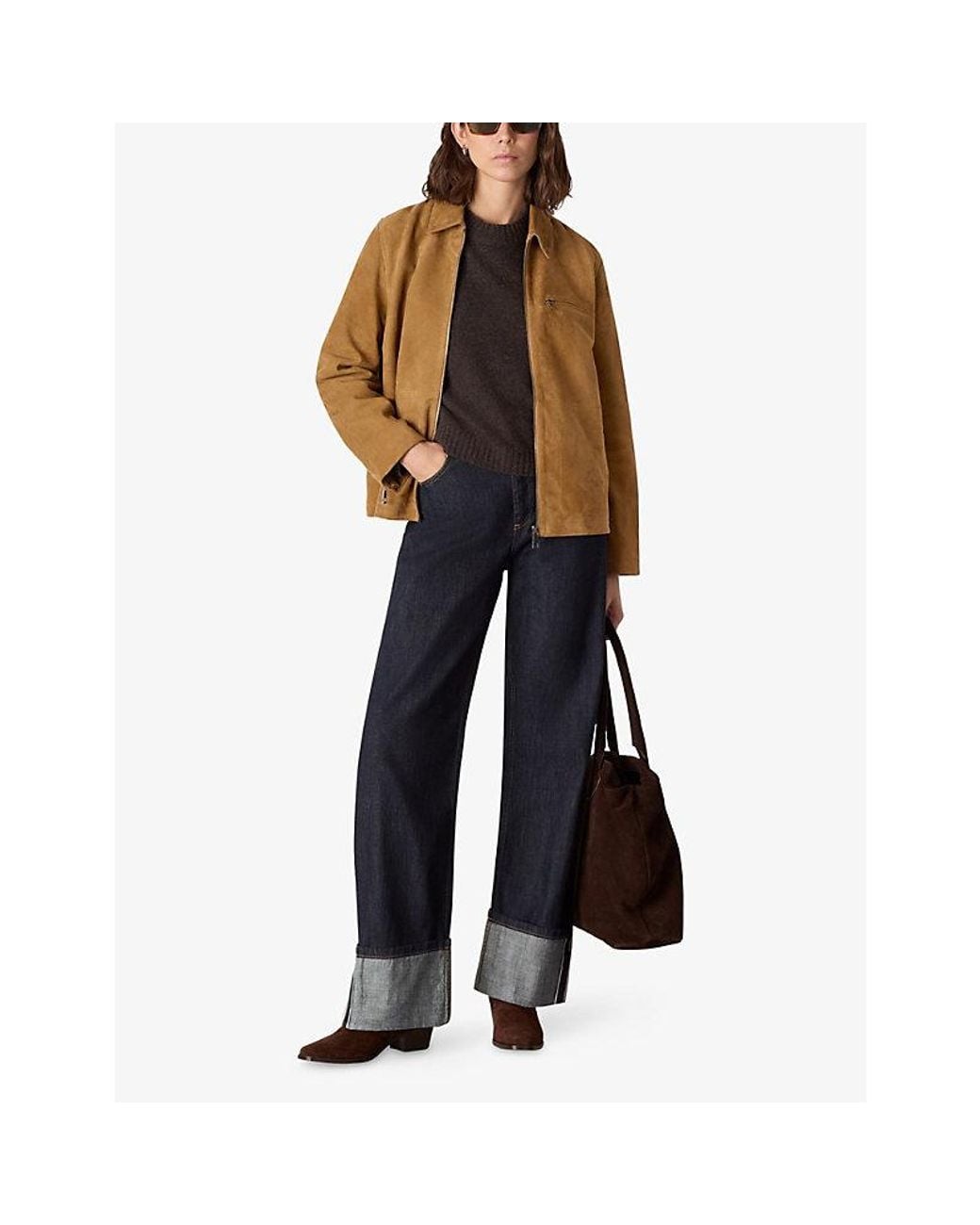 Whistles Natural Kate Regular-Fit Suede Jacket