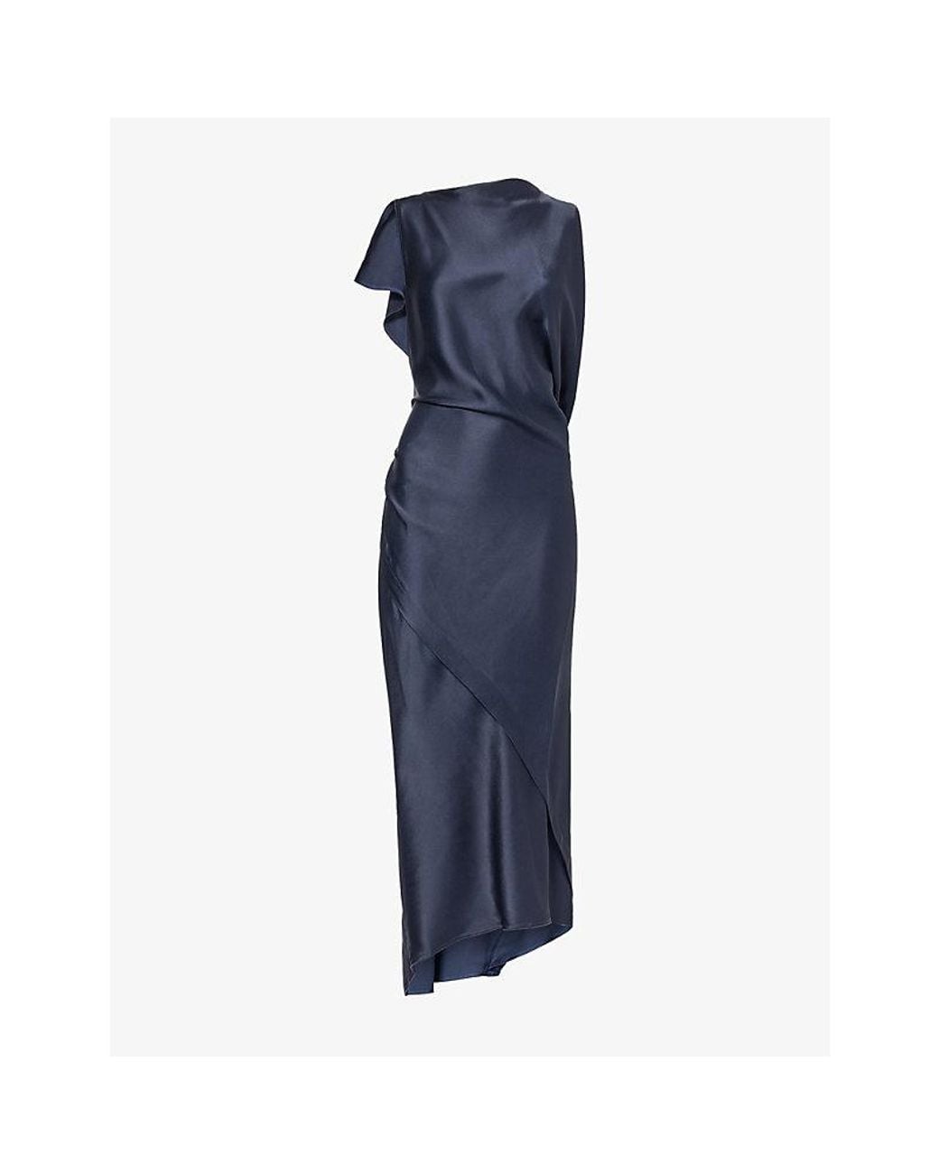 Victoria Beckham Blue Kyra Crepe-Back Satin Midi Dress