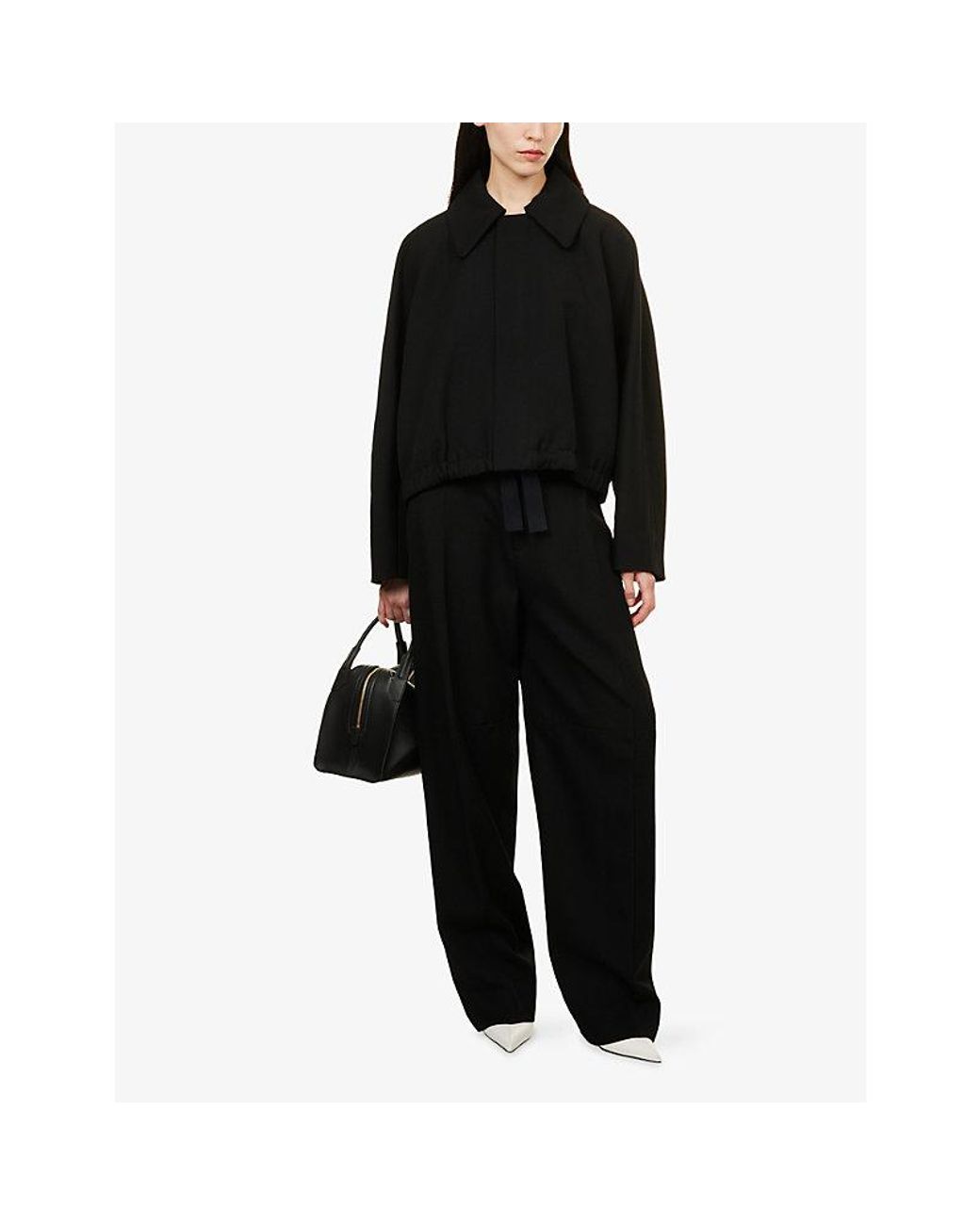 Victoria Beckham Black Arden Wool Bomber Jacket