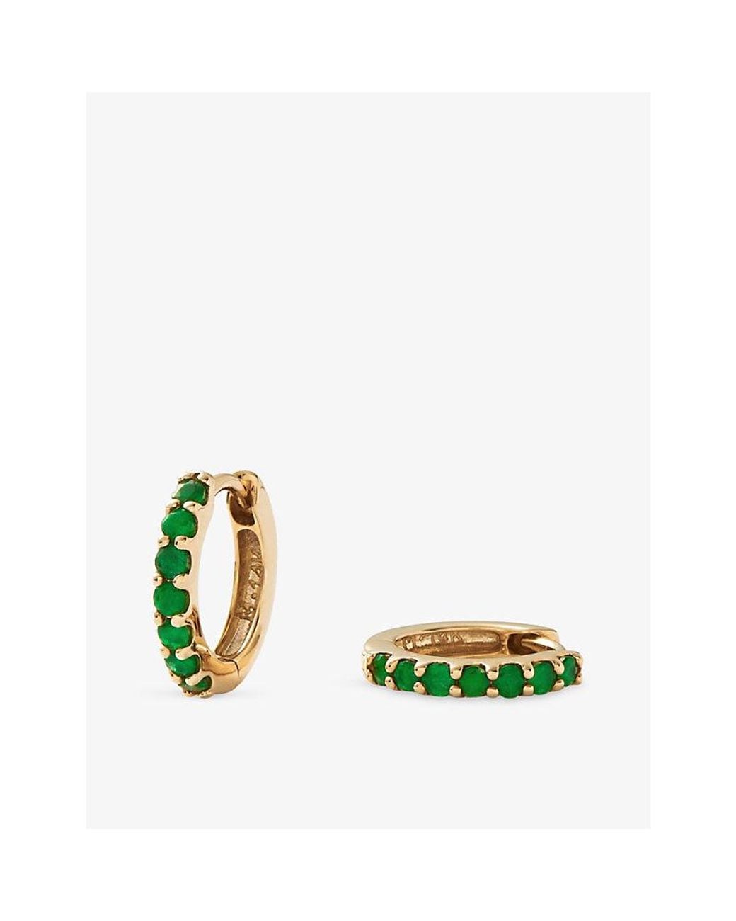 Missoma Green Emerald Huggies 9Ct Hoop Earrings