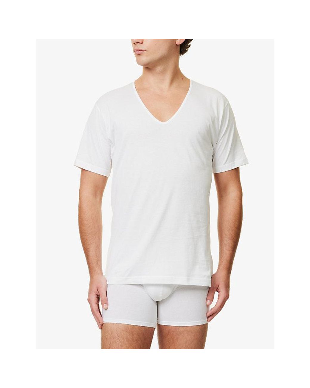 Sunspel White Superfine Egyptian Cotton T-Shirt for men