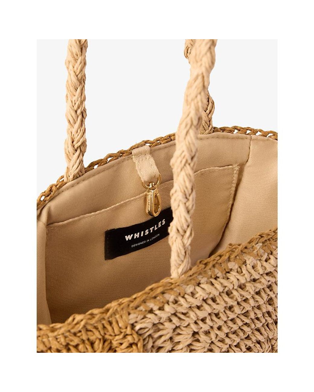 Whistles Natural Patchwork Straw Mini Bag