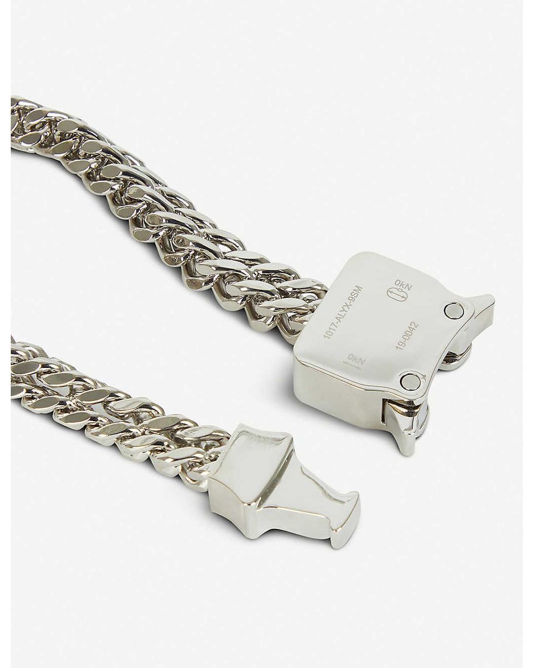 1017 ALYX 9SM Men's Metallic Cubix Mini Silver Chain Bracelet
