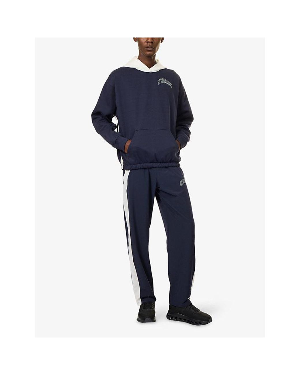 GYMSHARK Blue Collegiate Tech Relaxed-Fit Stretch-Jersey Jogging Bottoms for men