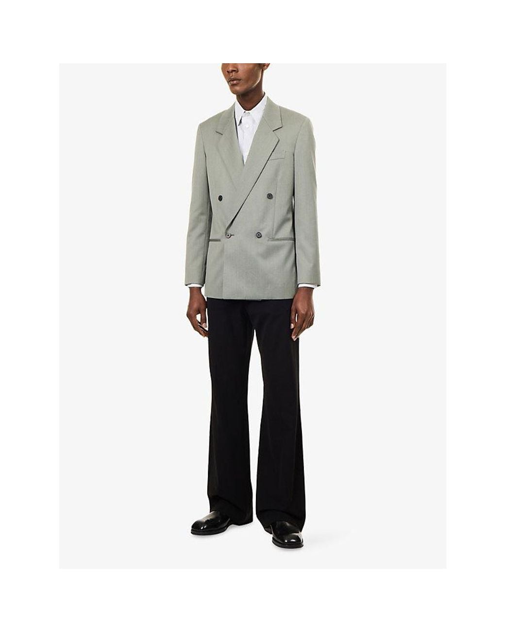 The Row Gray Yani Double-Breasted Wool Blazer for men