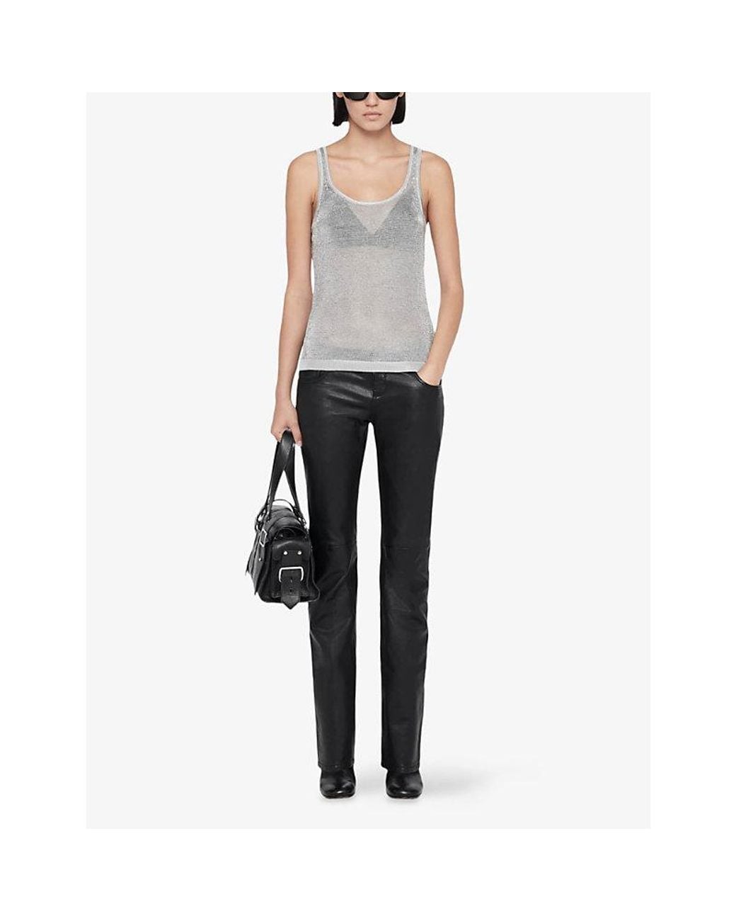 AllSaints Gray Silvi Metallic Scoop-Neck Knitted Vest