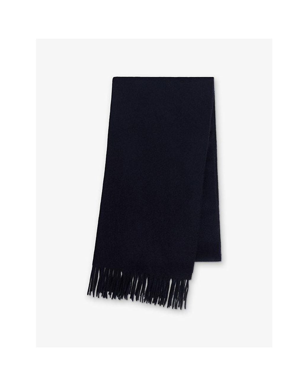 Sandro Blue Fringed-Trim Wool And Cashmere-Blend Scarf for men
