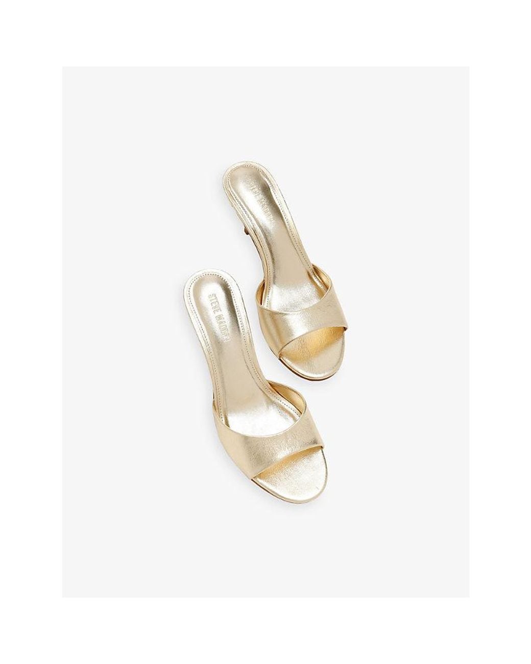 Steve Madden Natural Kendrix Metallic-Leather Heeled Mules
