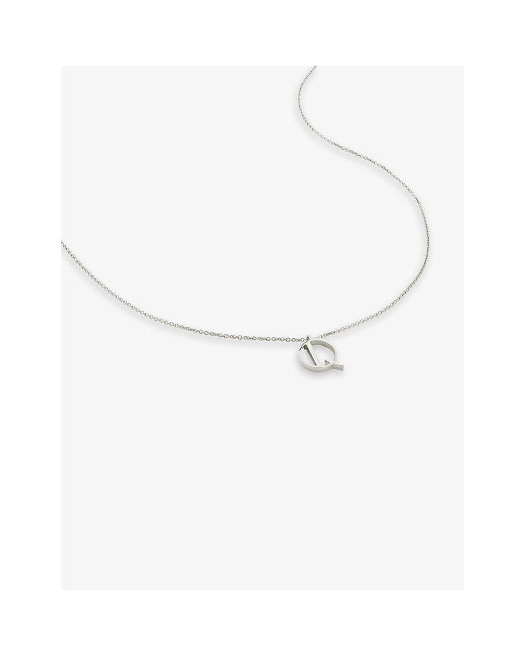 Monica Vinader White Q Letter-Charm Sterling- Pendant Necklace