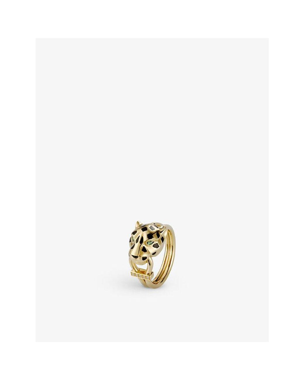 Cartier Metallic Panthère De 18Ct- 0.02Ct Brilliant-Cut Diamond, Tsavorite, Onyx And Lacquer Ring