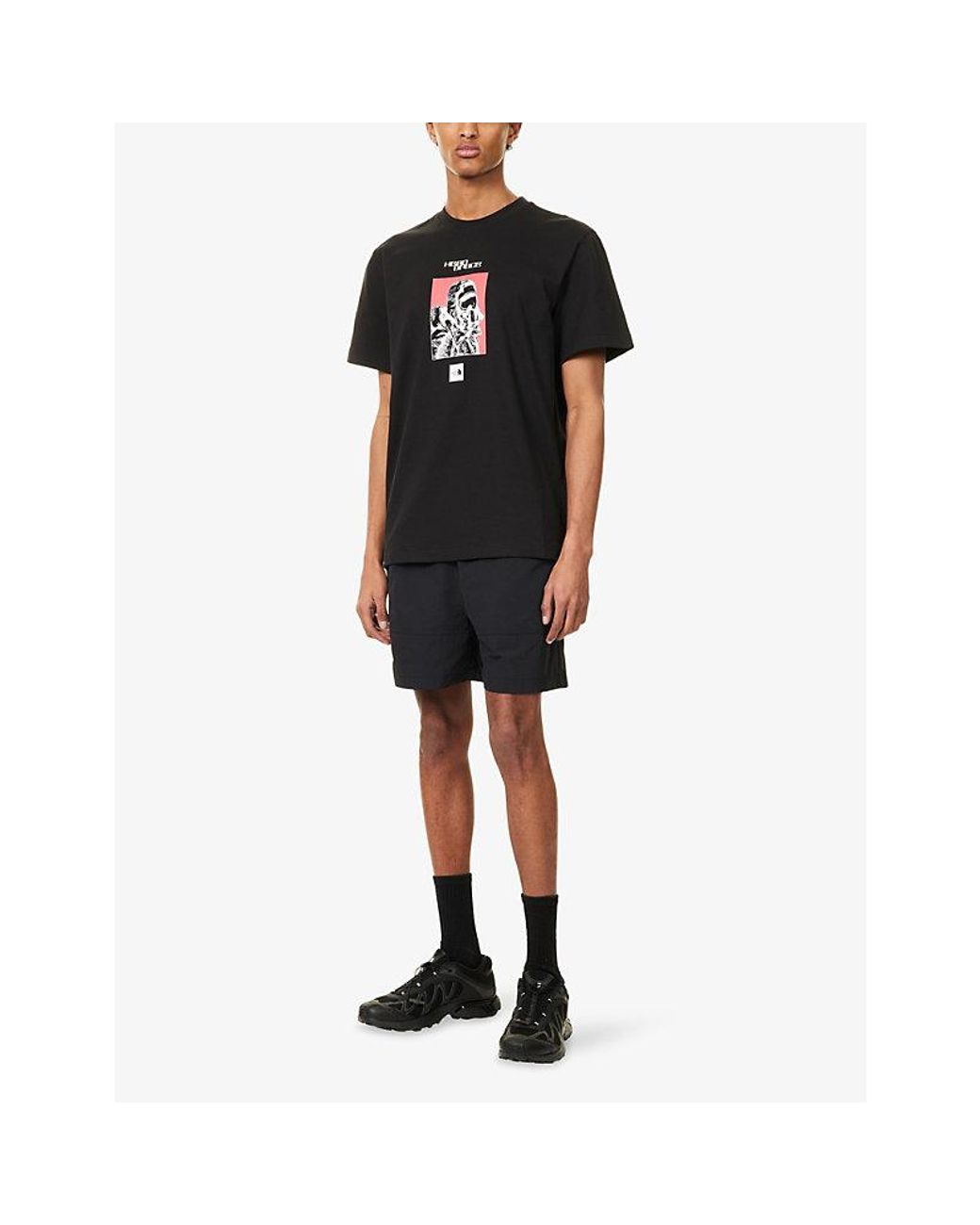 The North Face Black Belted Logo-Patch Woven Shorts for men