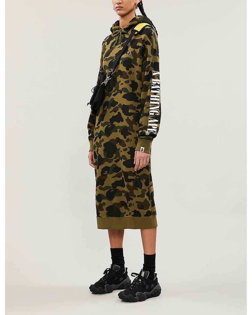 A Bathing Ape Womens Green Camouflage print Cotton jersey Hoody