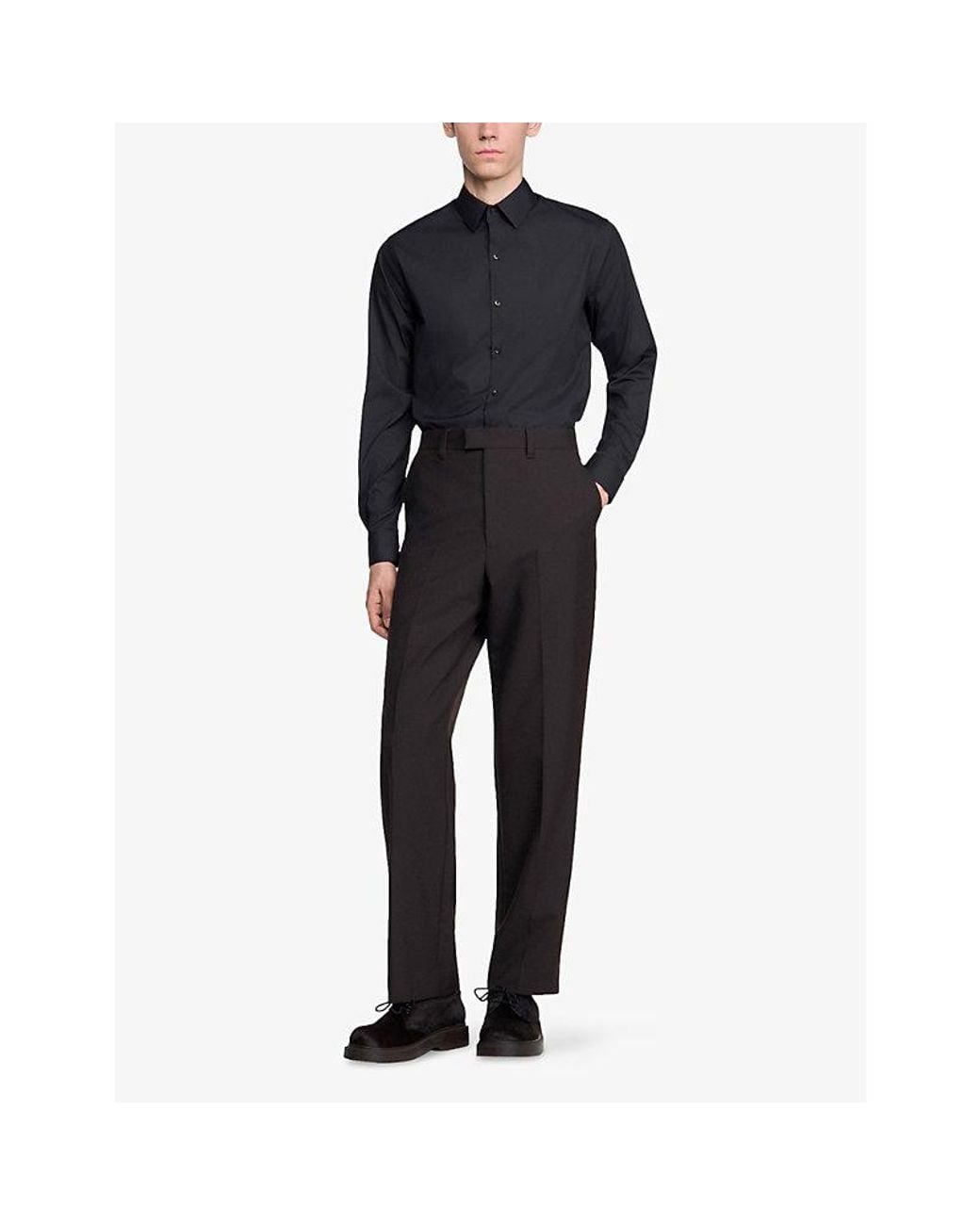 Sandro Black Straight-Leg Regular-Fit Wool Trousers for men