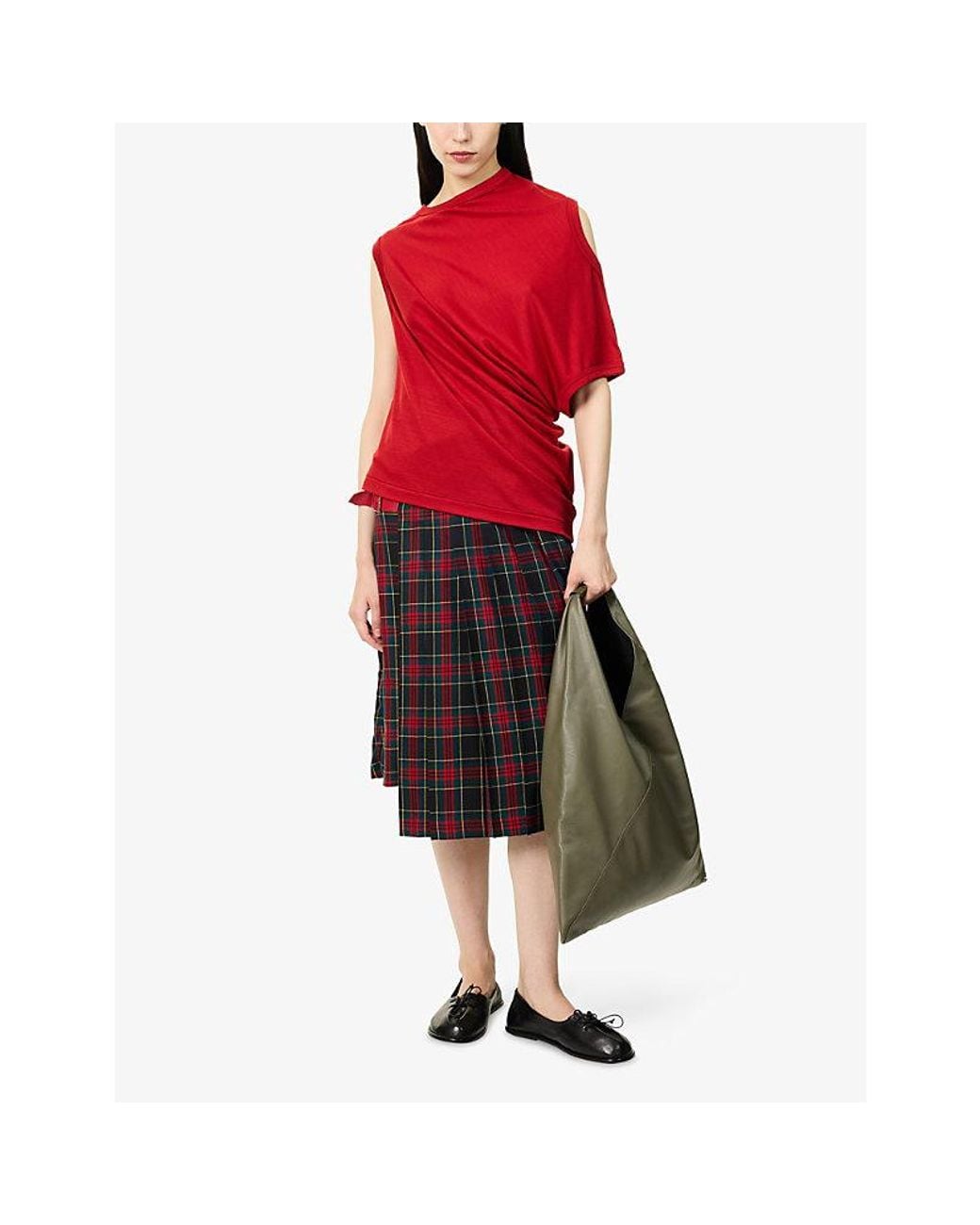 Comme des Garçons Red Asymmetric Wool Knit Tank Top