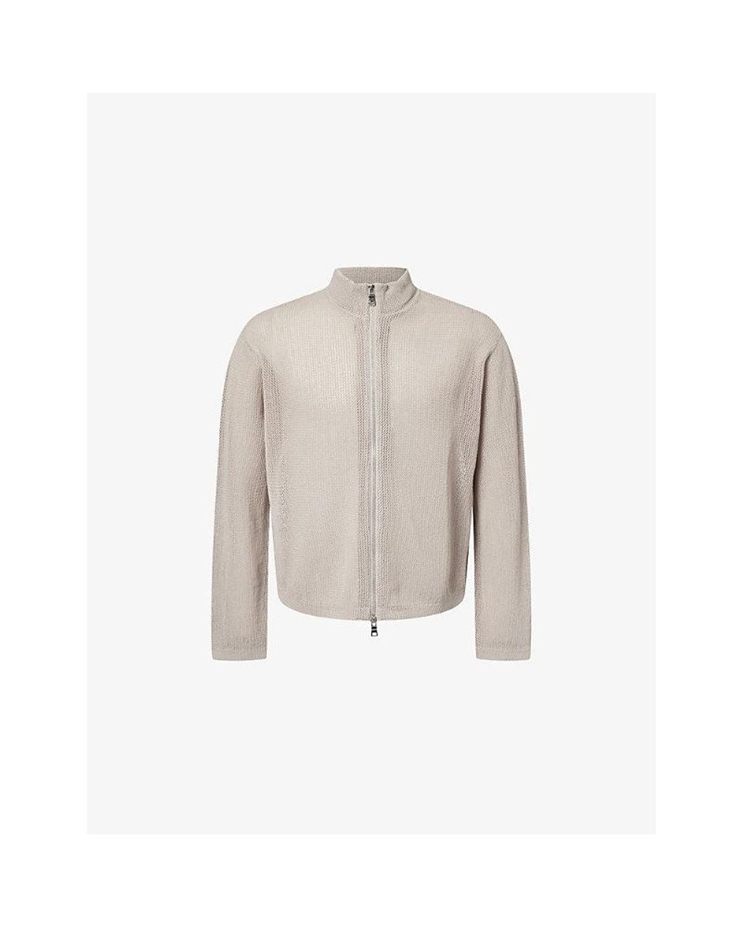 MKI Miyuki-Zoku Natural Loose Gague Knitted Cotton And Linen Track Jacket for men