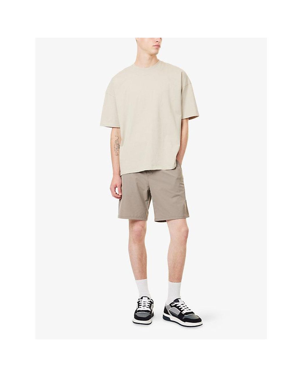 Arne Gray Tailored Technical Woven Chino Shorts for men