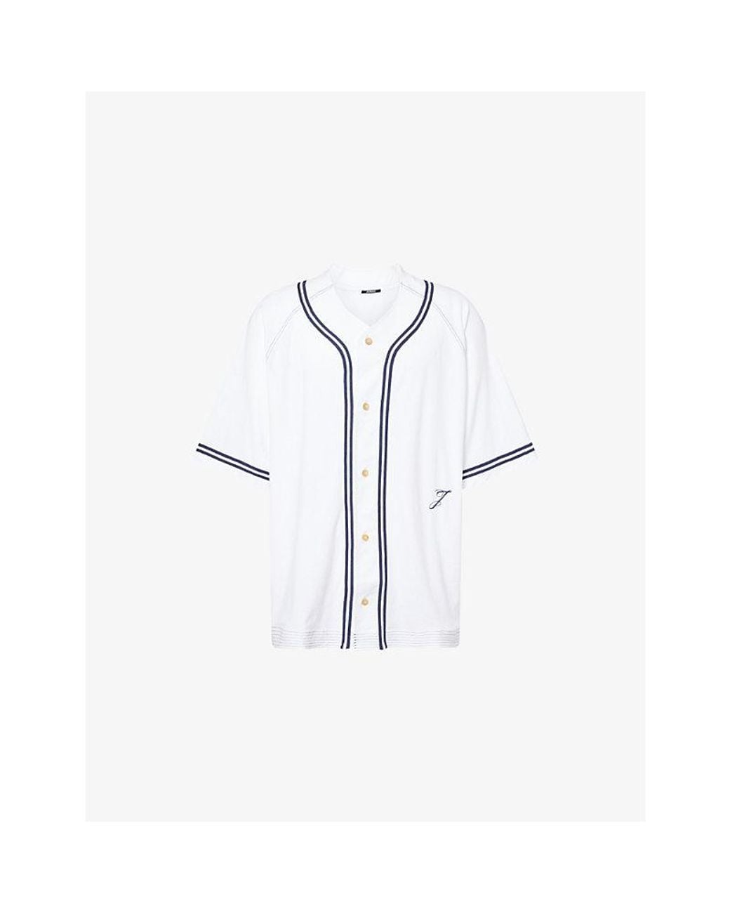 Jacquemus White Contrast-Trim Cotton-Blend Shirt for men