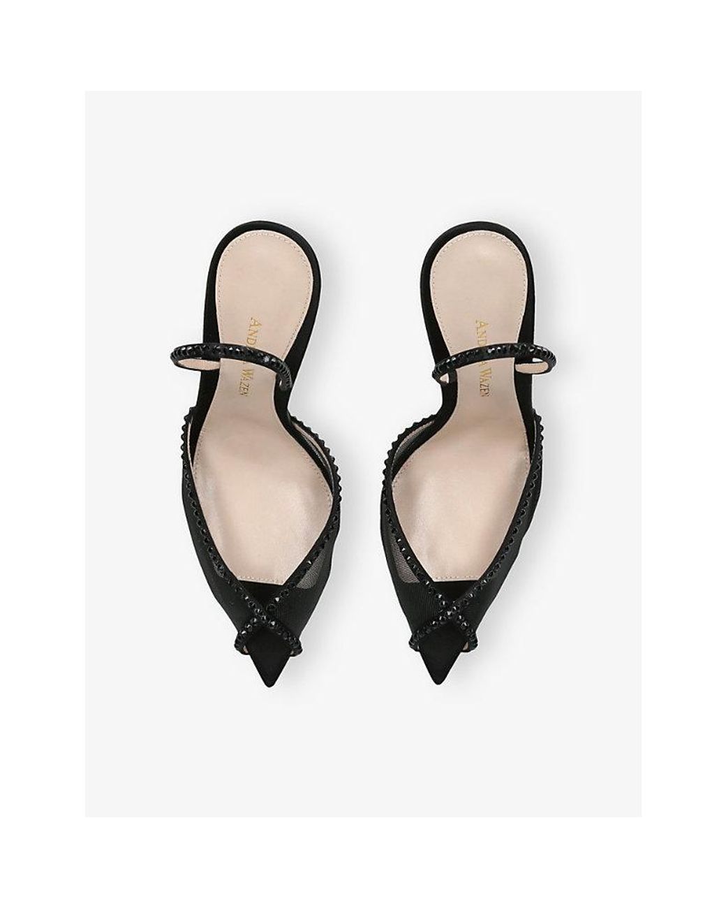 Andrea Wazen Black Katy 105 Mesh Slingbacks