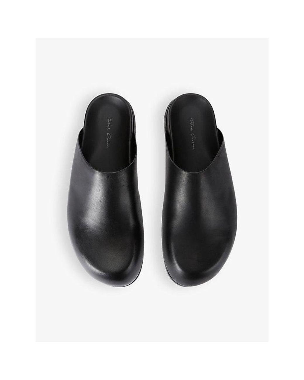 Rick Owens Black Granola Slip-On Flat Leather Mules for men