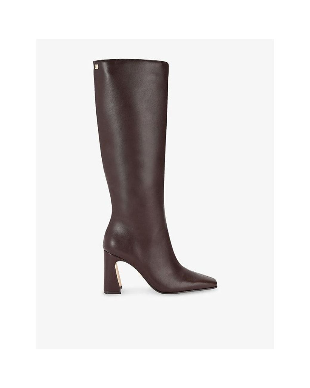 Steve Madden Brown Flares Faux-Leather Heeled Knee-High Boots
