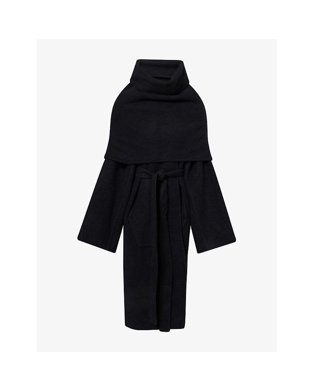 Rick Owens Black Dagger Belted Cashmere Coat