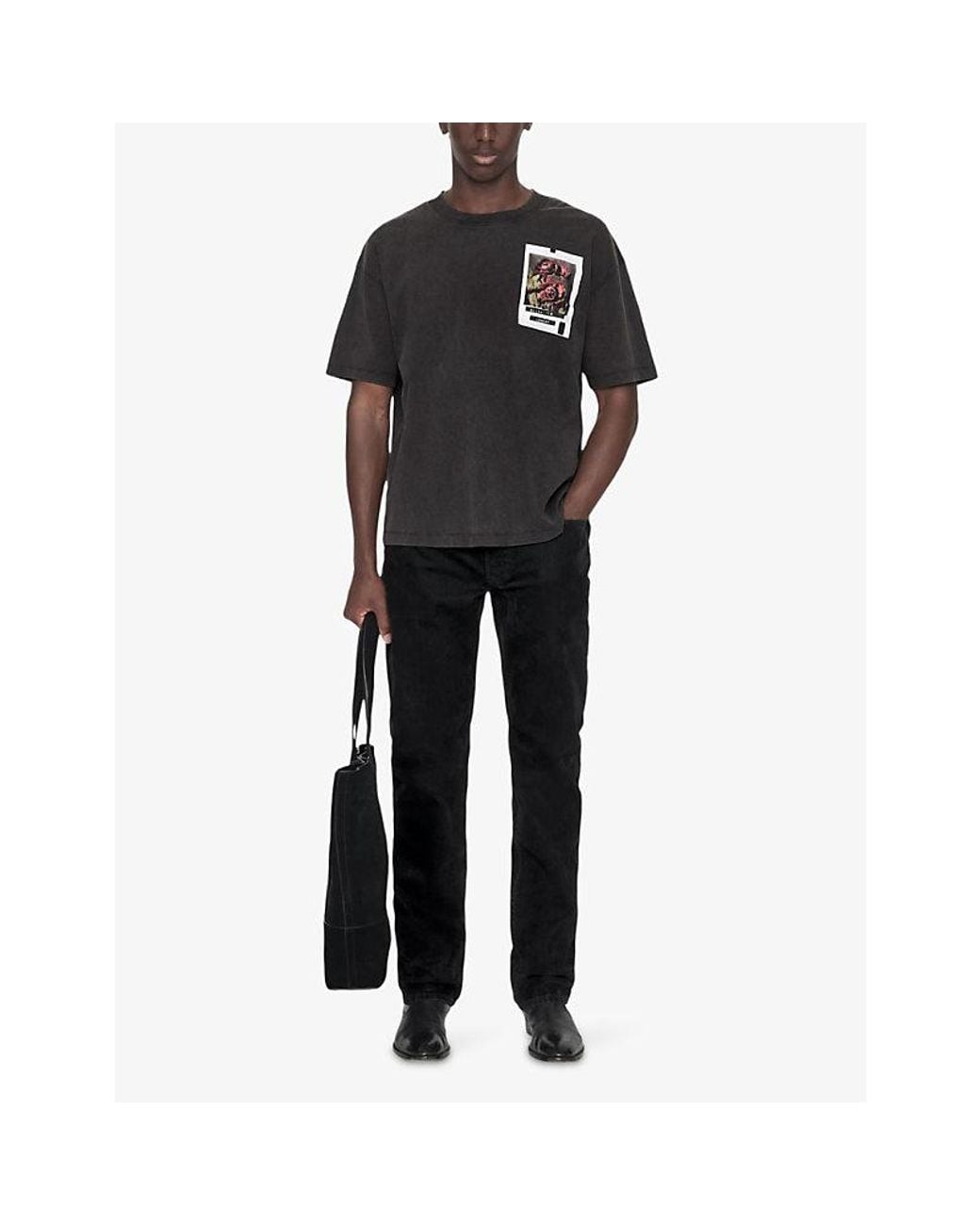 AllSaints Black London City Graphic-Print Cotton T-Shirt for men