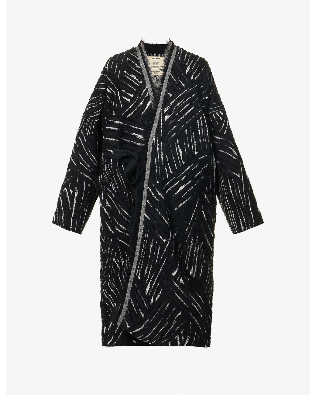 Uma Wang Caleb Geometric-pattern Woven Coat in Black | Lyst