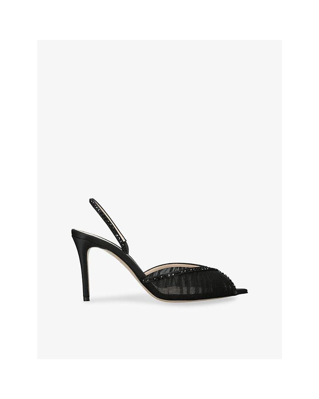 Andrea Wazen Black Katy 85 Mesh Heeled Slingbacks