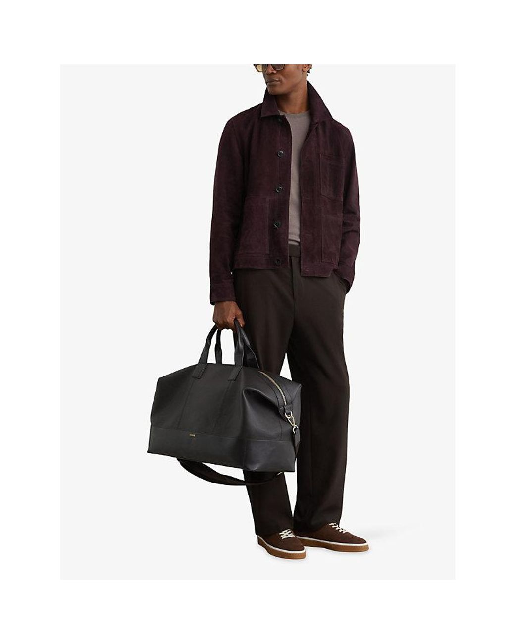 Reiss Purple Wilstead Patch-Pocket Suede Jacket for men