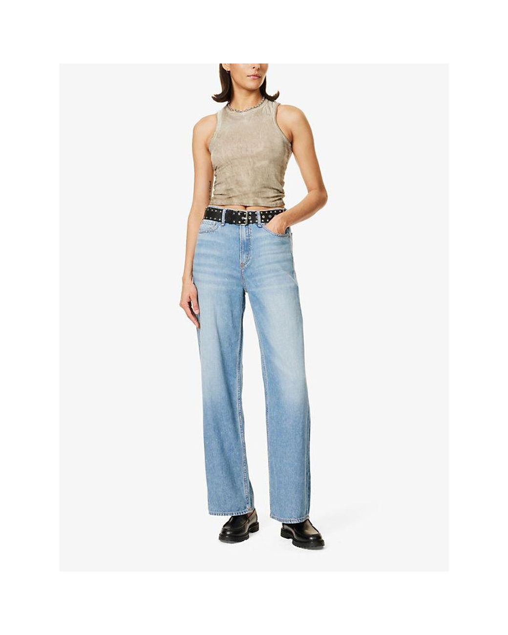 Rag & Bone Blue Logan Wide-Leg Mid-Rise Jeans