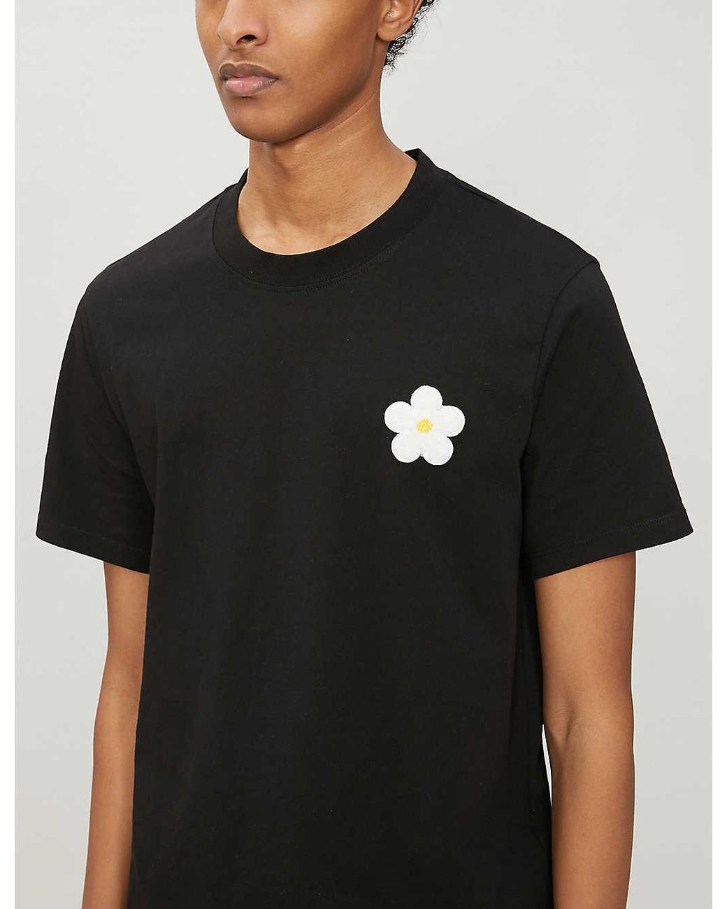【SANDRO】 Floral Embroidery Tee Floral embroidery T-shirt black / gray For Women | Sandro Paris
