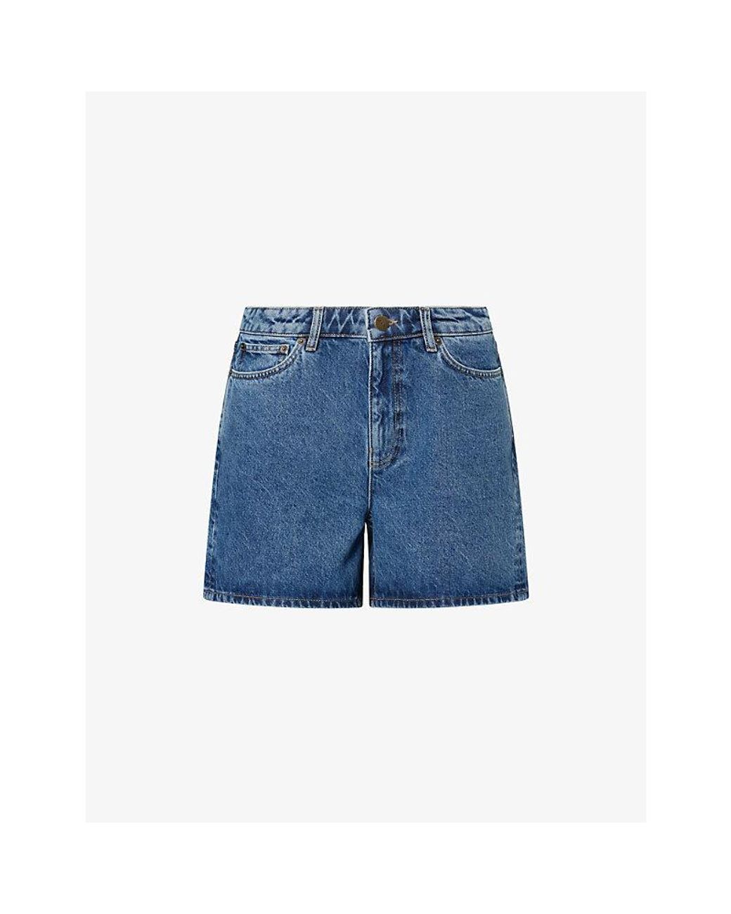 Skall Studio Blue Willie High-Waist Cotton Denim Shorts