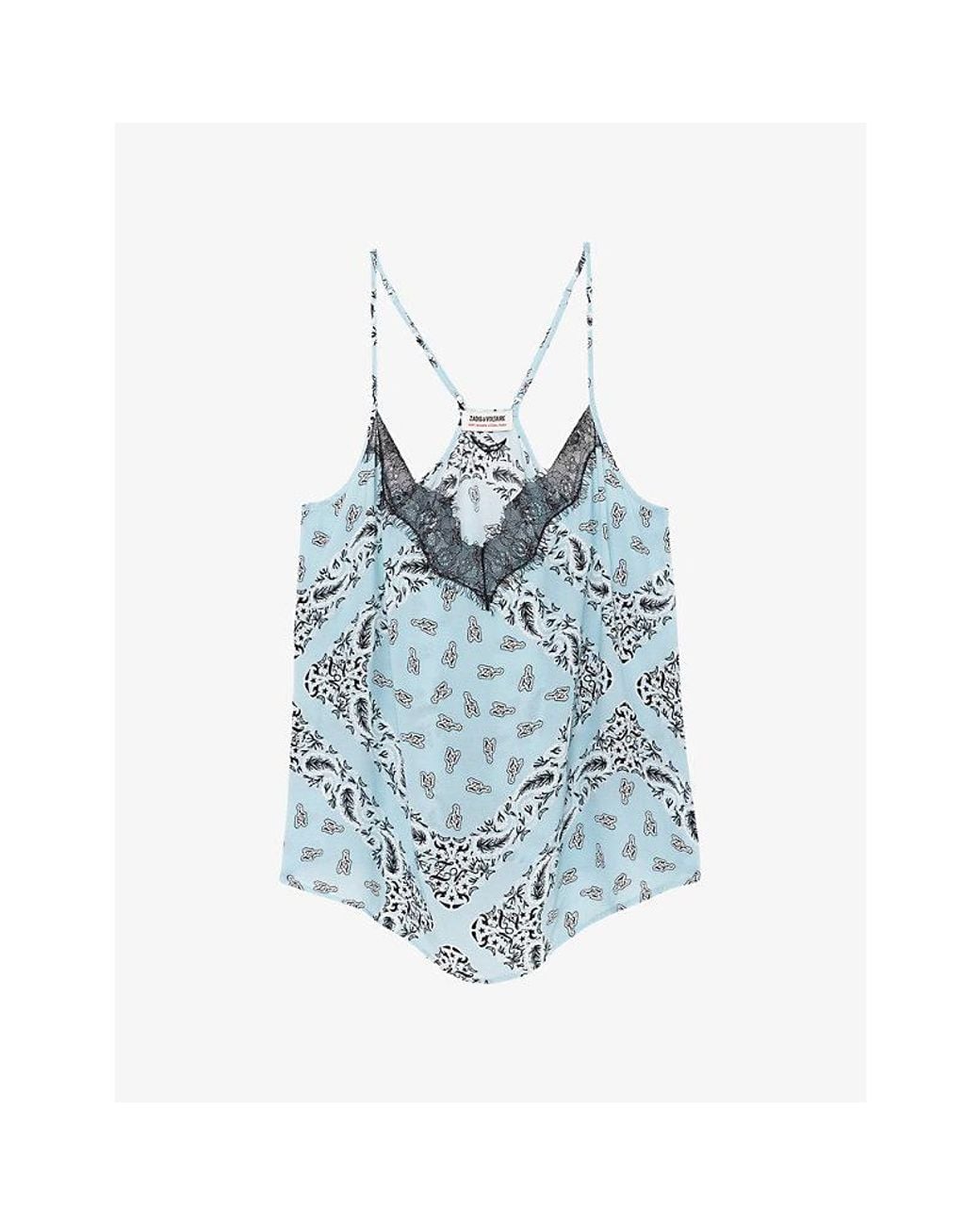Zadig & Voltaire Blue Cespa V-Neck Bandana-Print Woven Cami