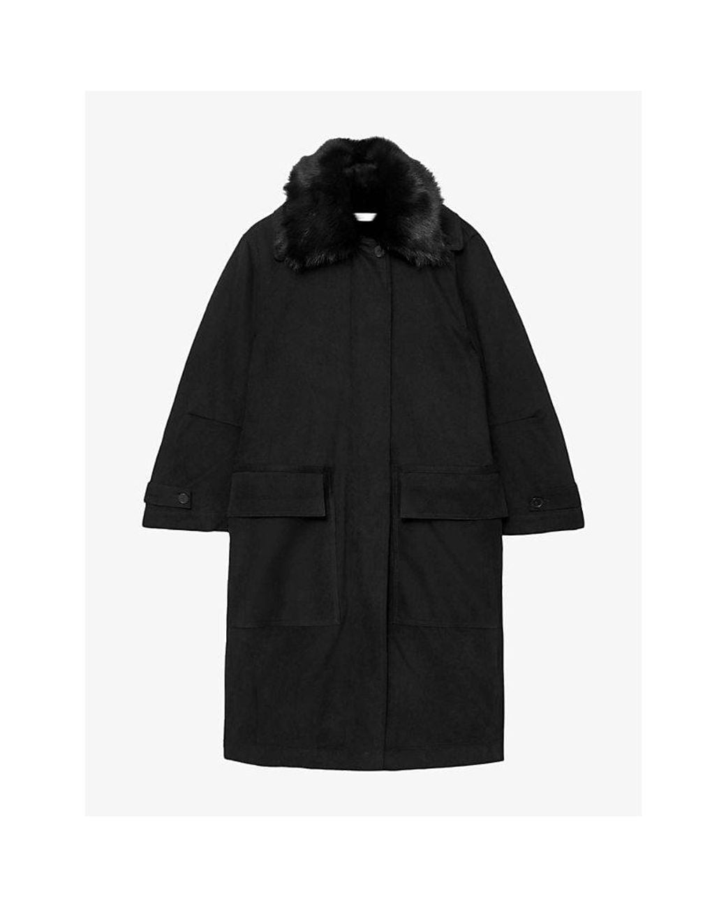 AllSaints Black Elisa Relaxed-Fit Leather Bomber Jacket