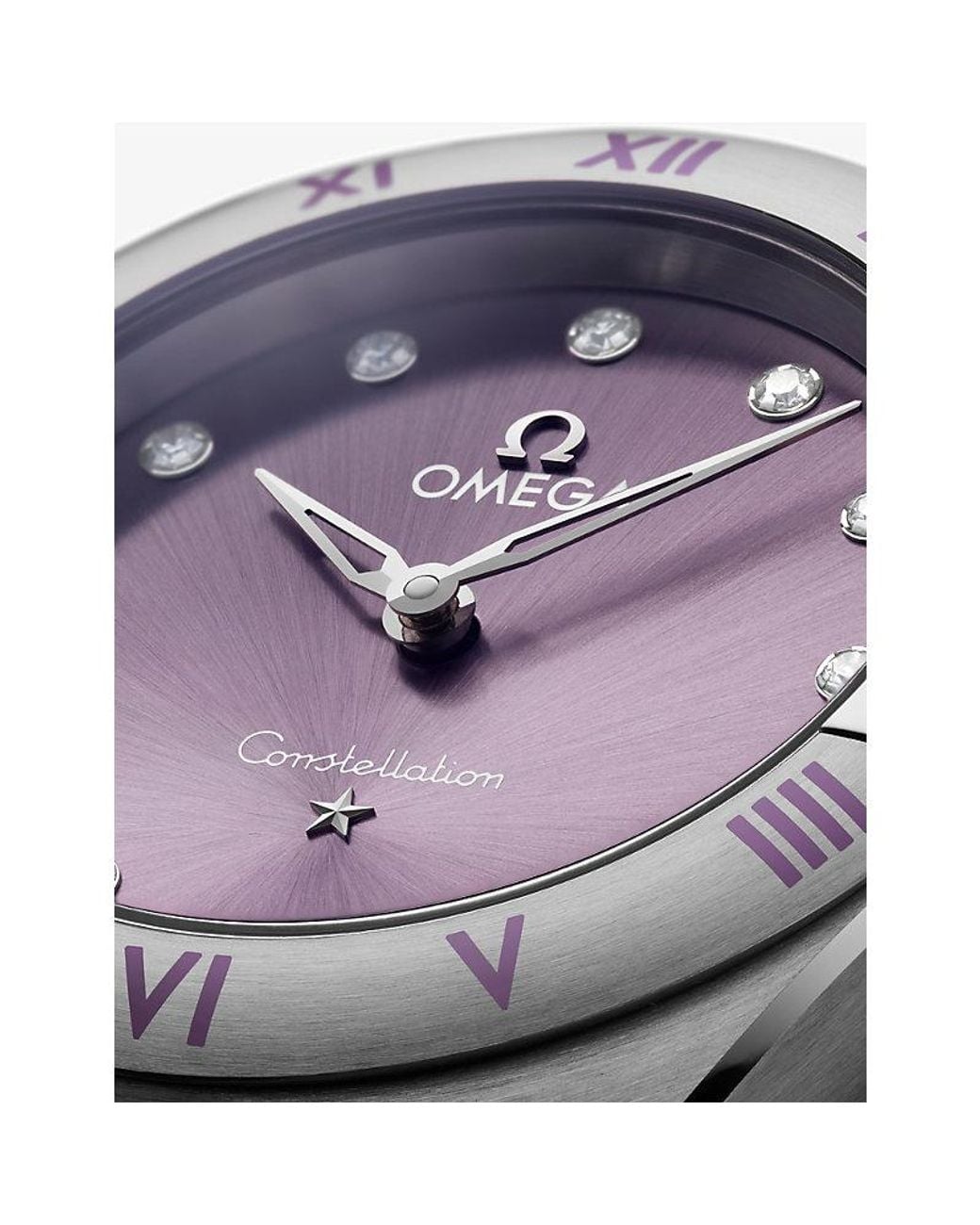 Omega Purple Constellation Stainless-Steel And Diamond Quartz Watch 28Mm for men