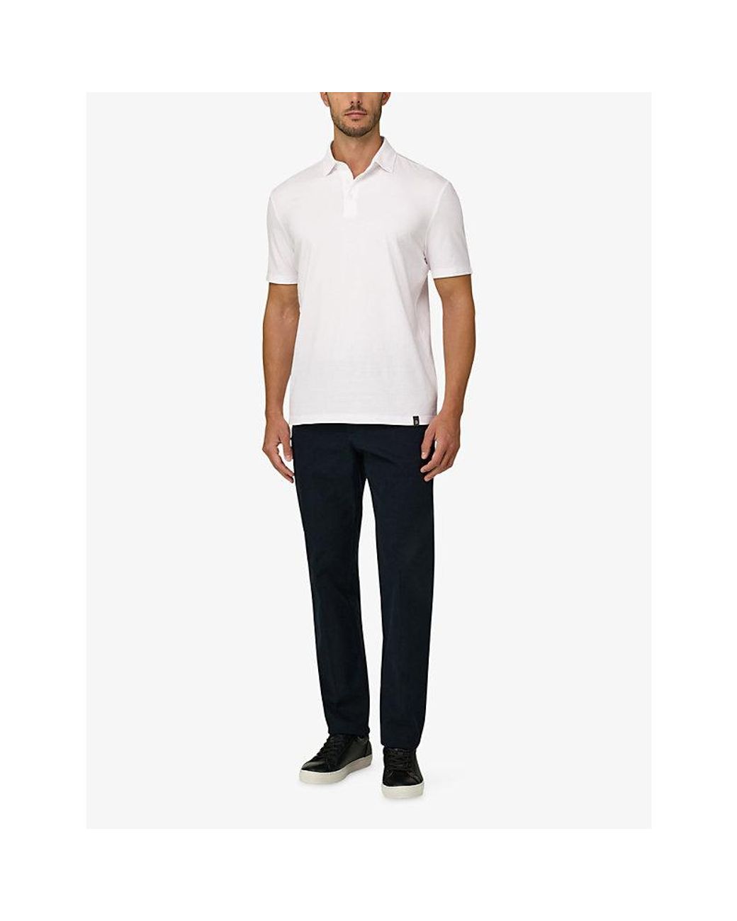 Boggi White Short-Sleeved Branded-Tab Stretch-Cotton Polo Shirt for men