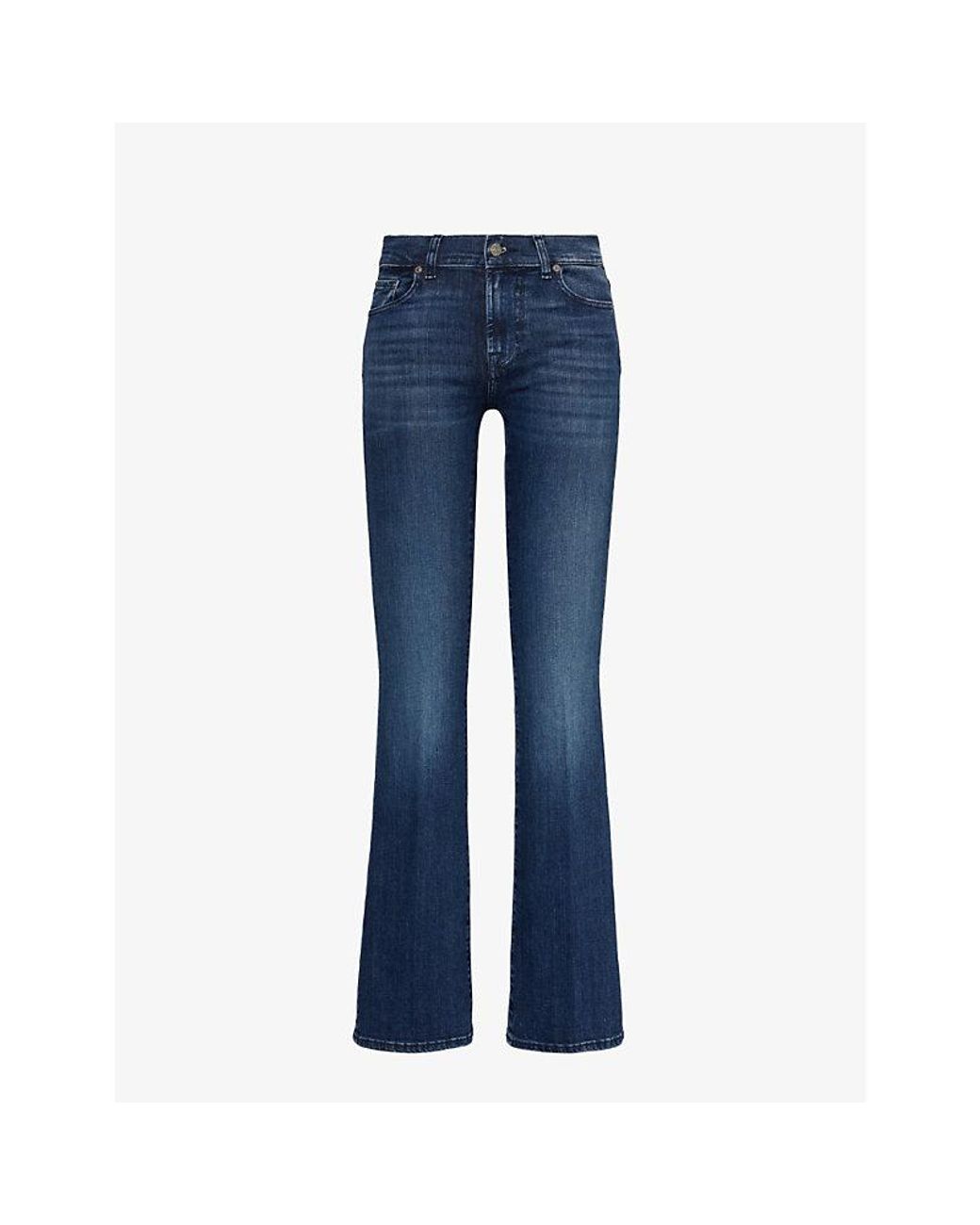 7 For All Mankind Blue Bootcut Soho Flared-Leg Mid-Rise Stretch-Denim Jeans
