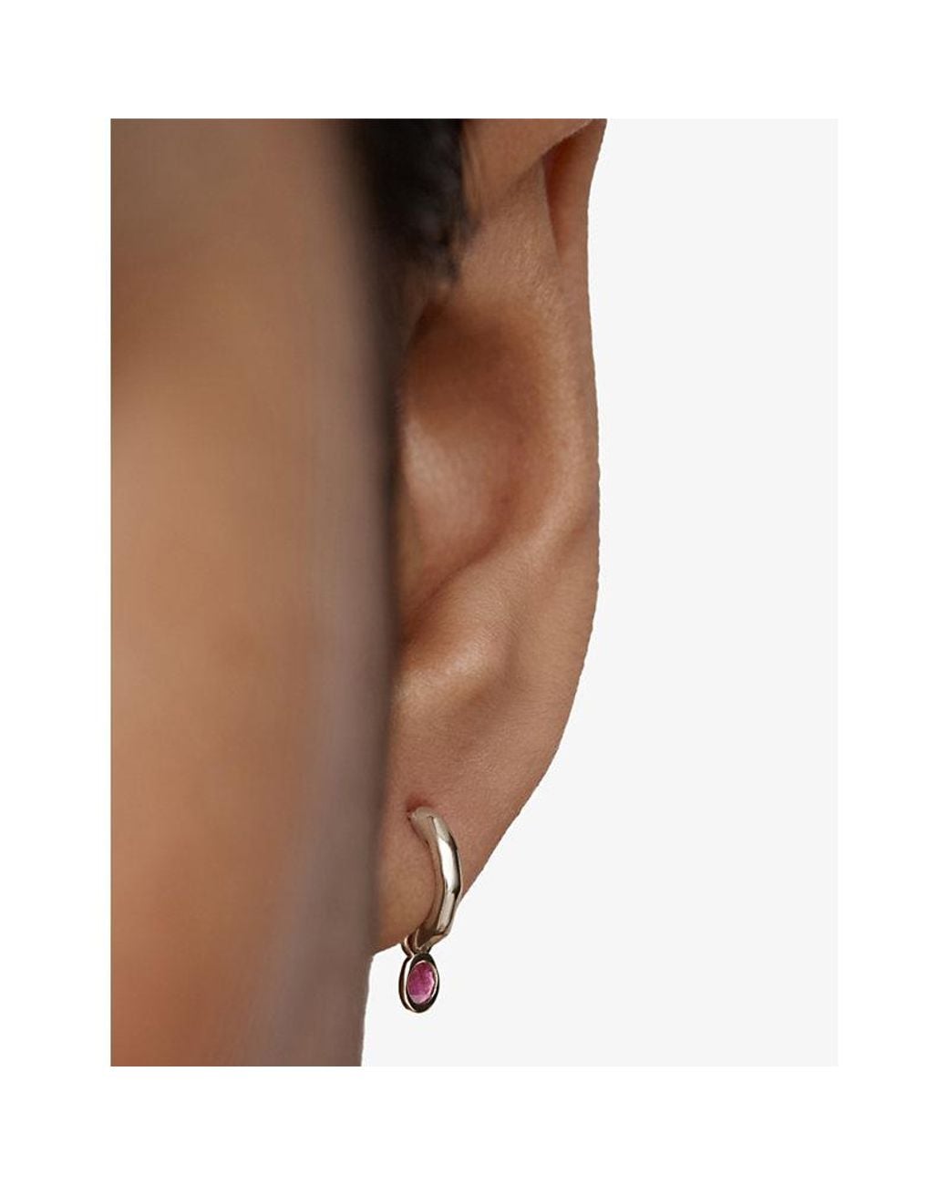 Monica Vinader Metallic July Birthstone Sterling- And Ruby Huggie Earrings